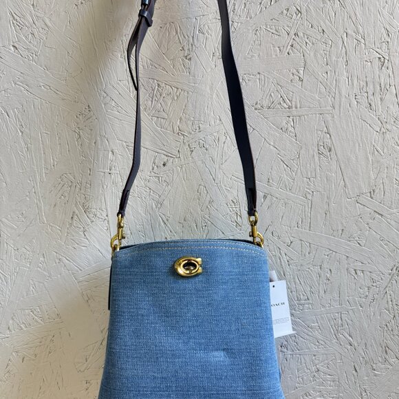 COACH Willow denim small bucket shoulder crossbody bag - BLUE - Picture 6 of 14